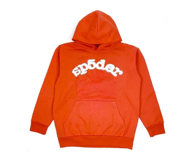 Sp5der Web Hoodie Rhinestone Orange (2021)