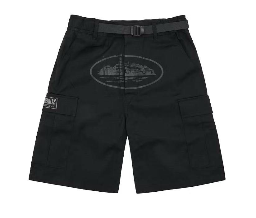 Corteiz Alcatraz Cargo Shorts Triple Black (2024)