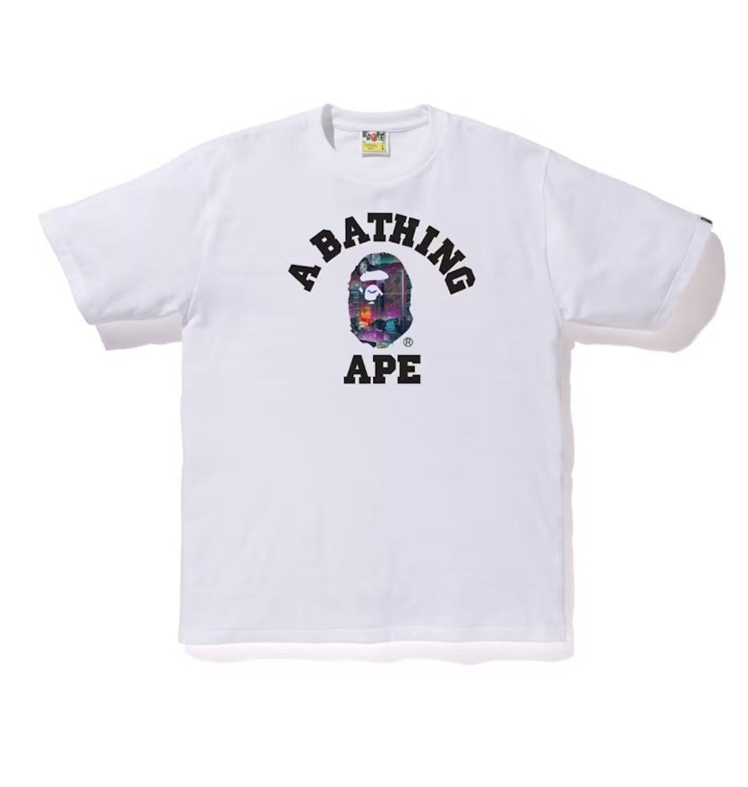 Bape Neon Tokyo Camo College Tee White (2021)