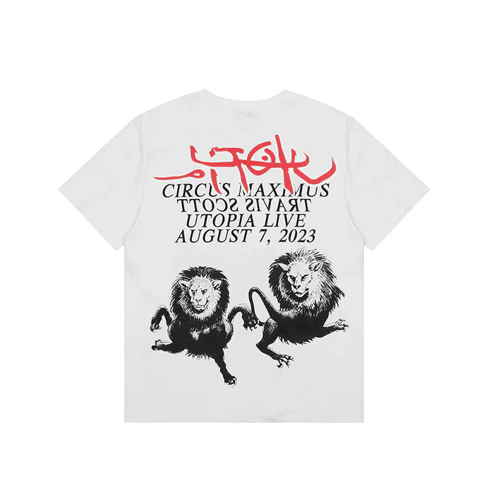 Travis Scott Utopia Circus Maximus Tour 8/7 White Tee (2023)