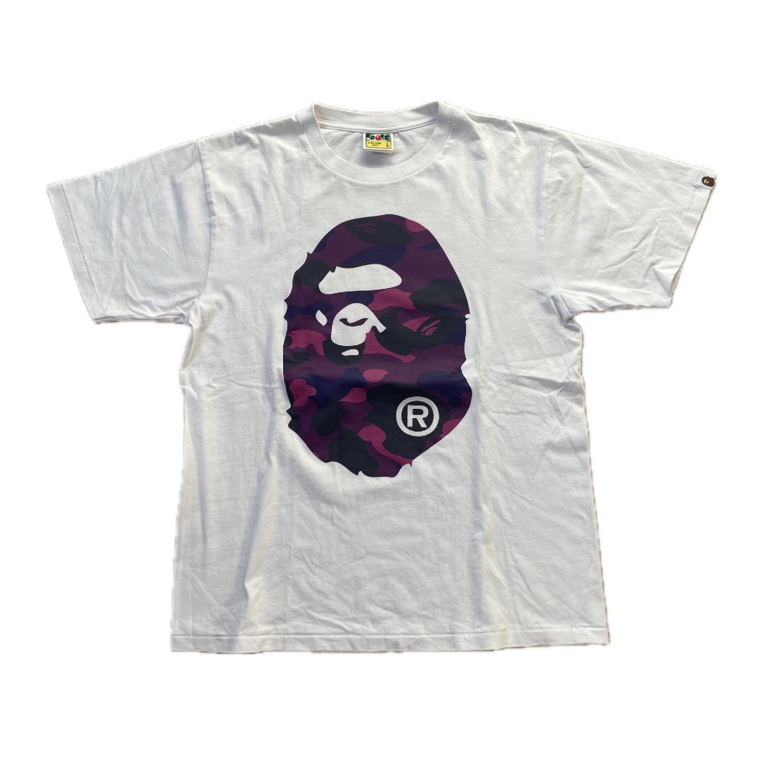 Bape Big Ape Head Purple Camo Black Tee (2010s)