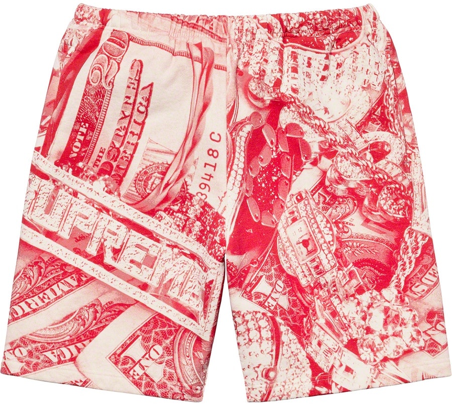 Supreme Bling Money Sweatshorts Red (2020)