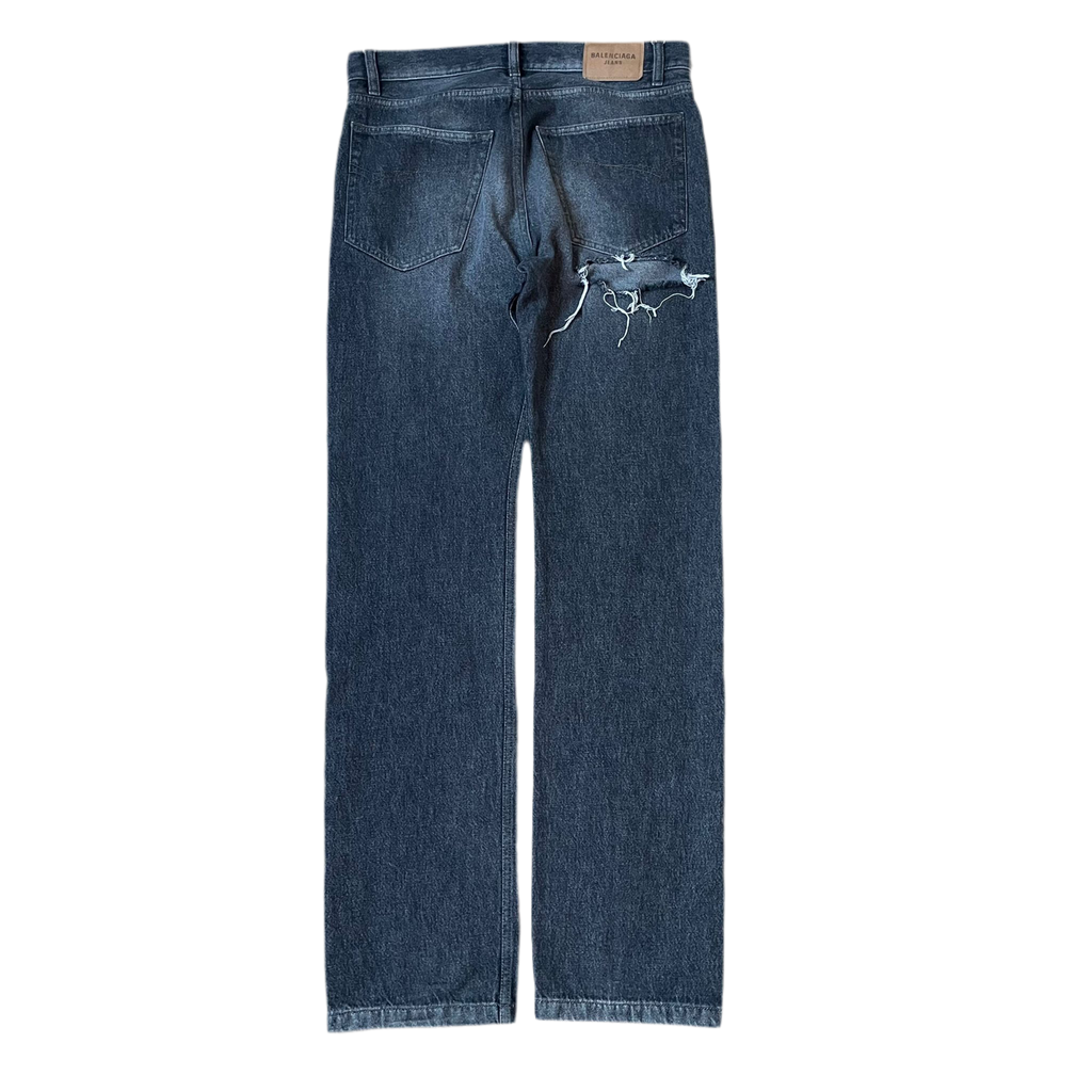 Balenciaga Back Rip Distressed Gray Denim (2021)