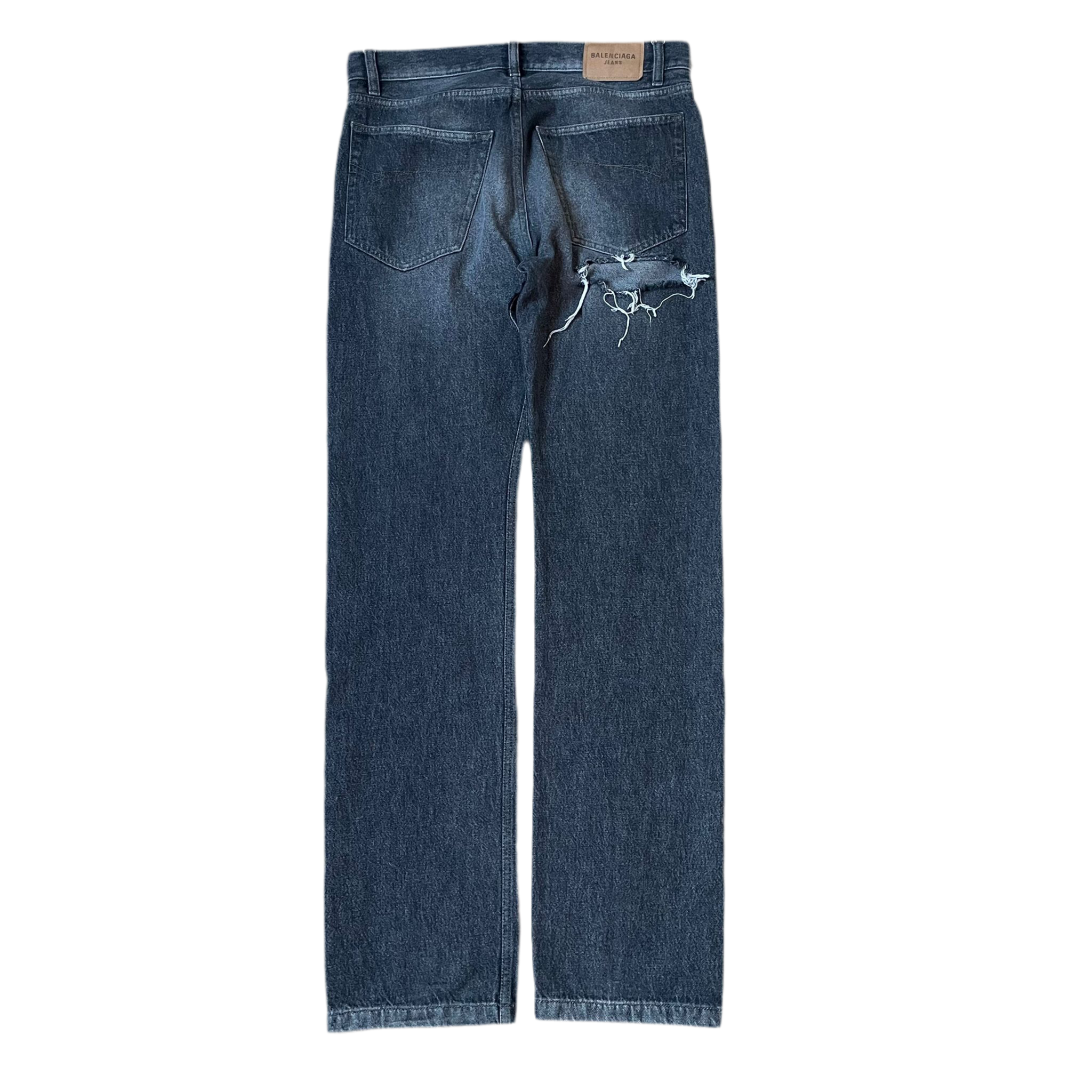 Balenciaga Back Rip Distressed Gray Denim (2021)