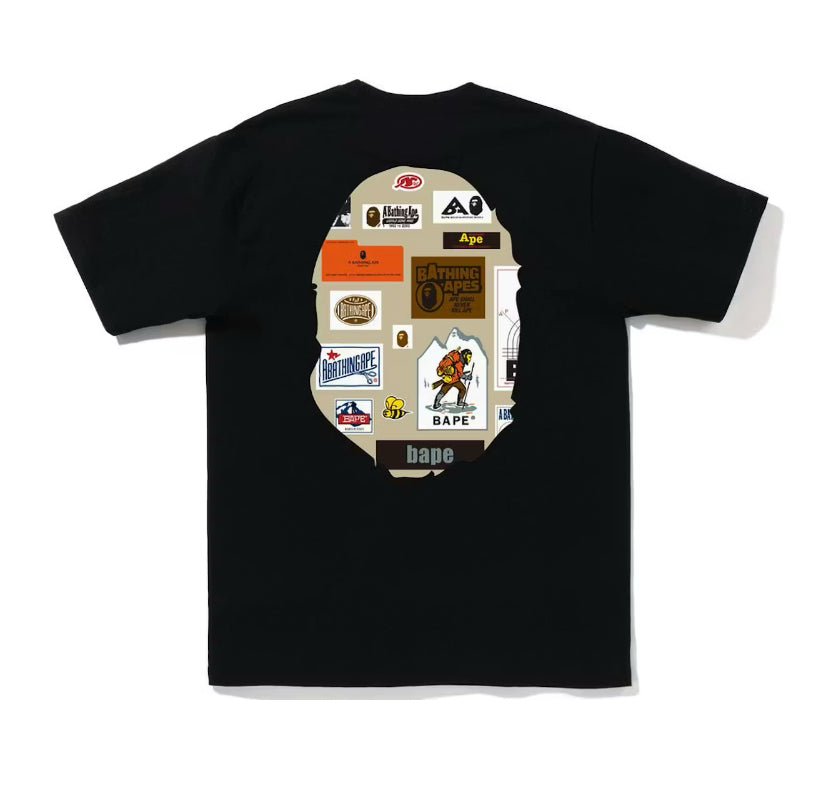 Bape Big Ape Head Multi Label Black Tee (2022)