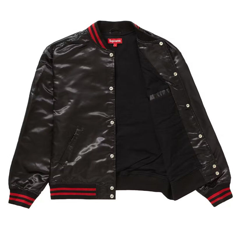 Supreme Thrasher Satin Varsity Jacket Black (2021)