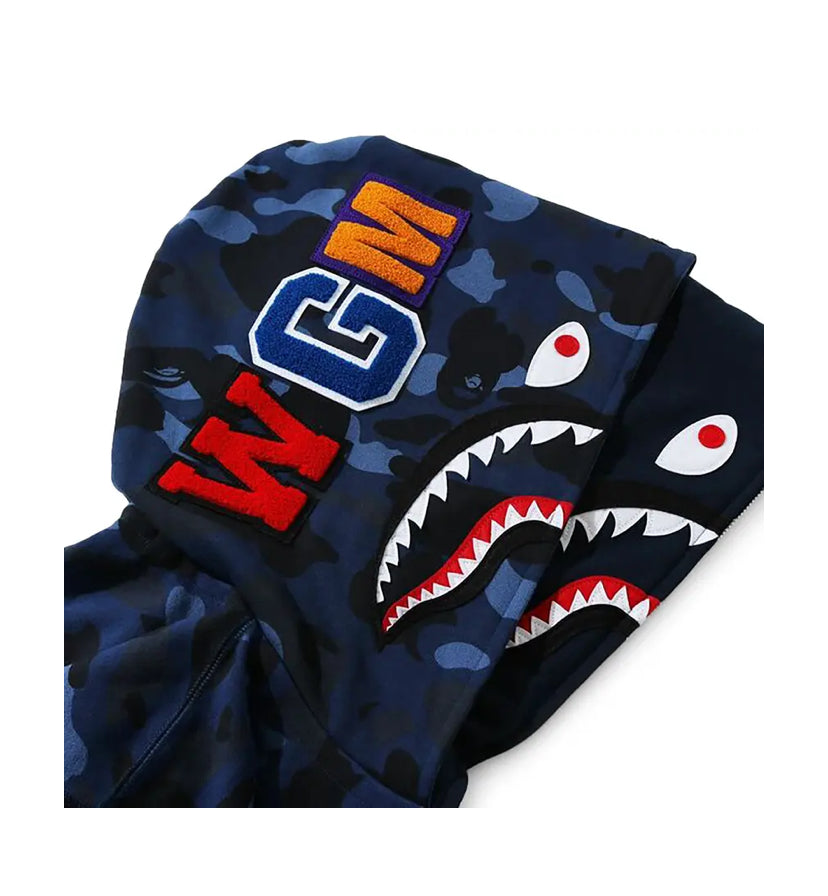 Bape Shark Full Zip Double Hoodie Blue (2021)