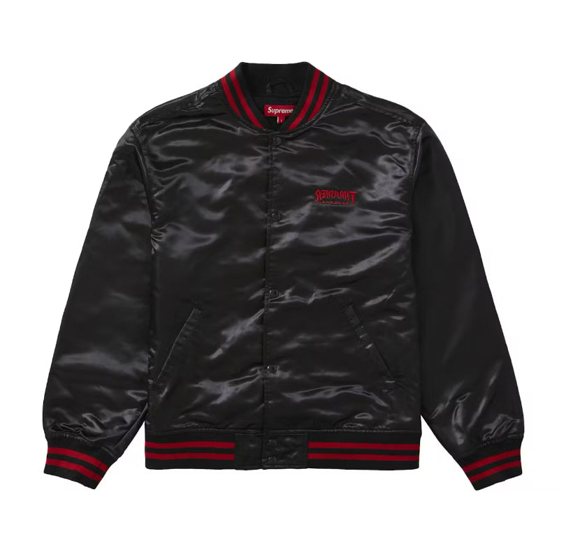 Supreme Thrasher Satin Varsity Jacket Black (2021)