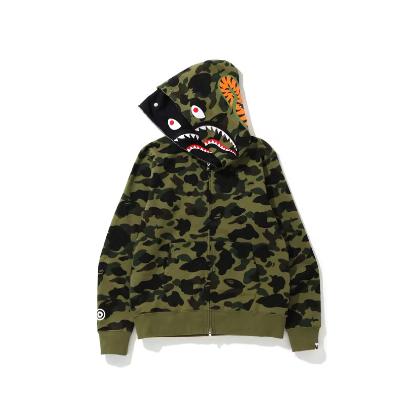 Bape Shark Full Zip Double Hoodie Green (2021)