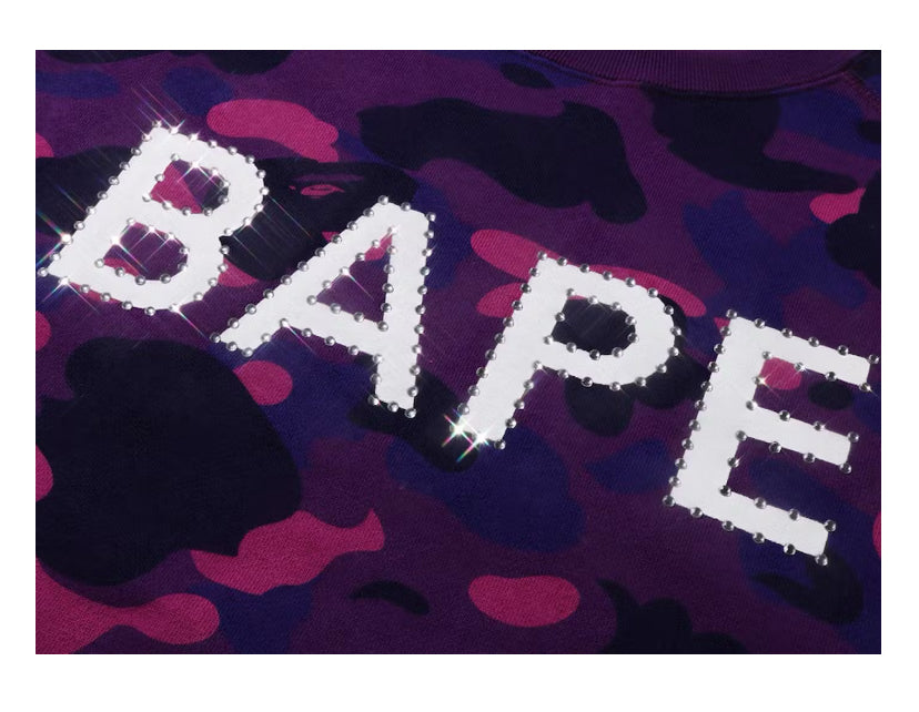 Bape Color Camo Crystal Stone Relaxed Crewneck Purple (2023)