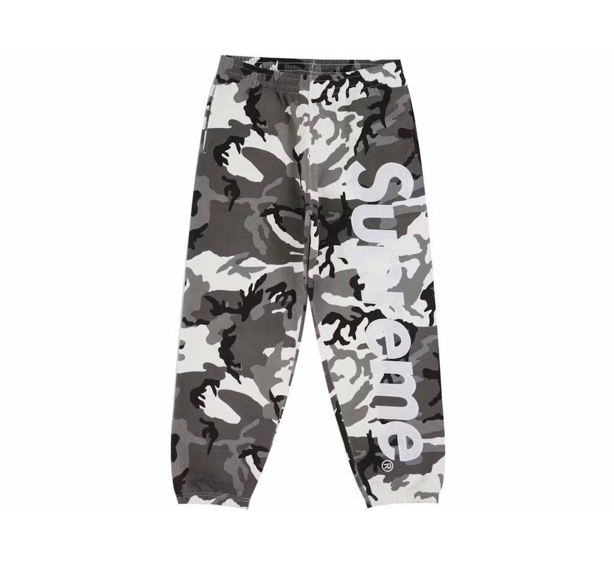 Supreme Satin Applique Sweatpants Snow Camo (2026)