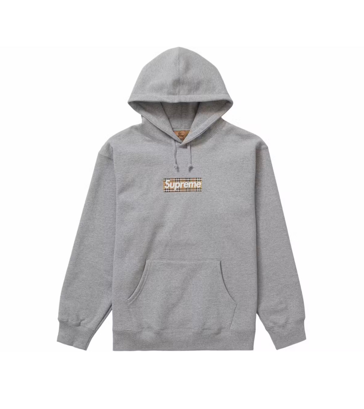 Supreme Burberry Box Logo Hoodie Grey (2022)