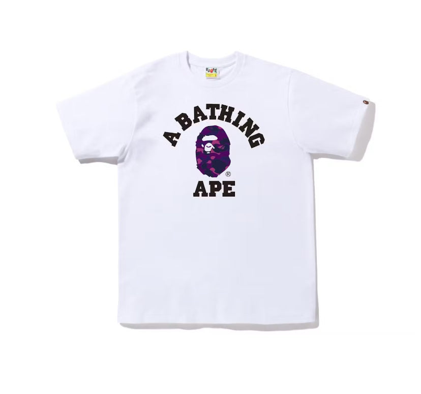 Bape College Logo Color Camo Purple Tee White (2022)