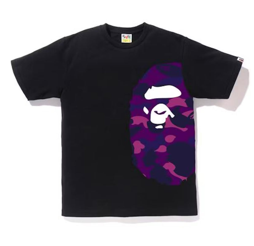 Bape Color Camo Side Big Ape Head Purple Black Tee (2021)