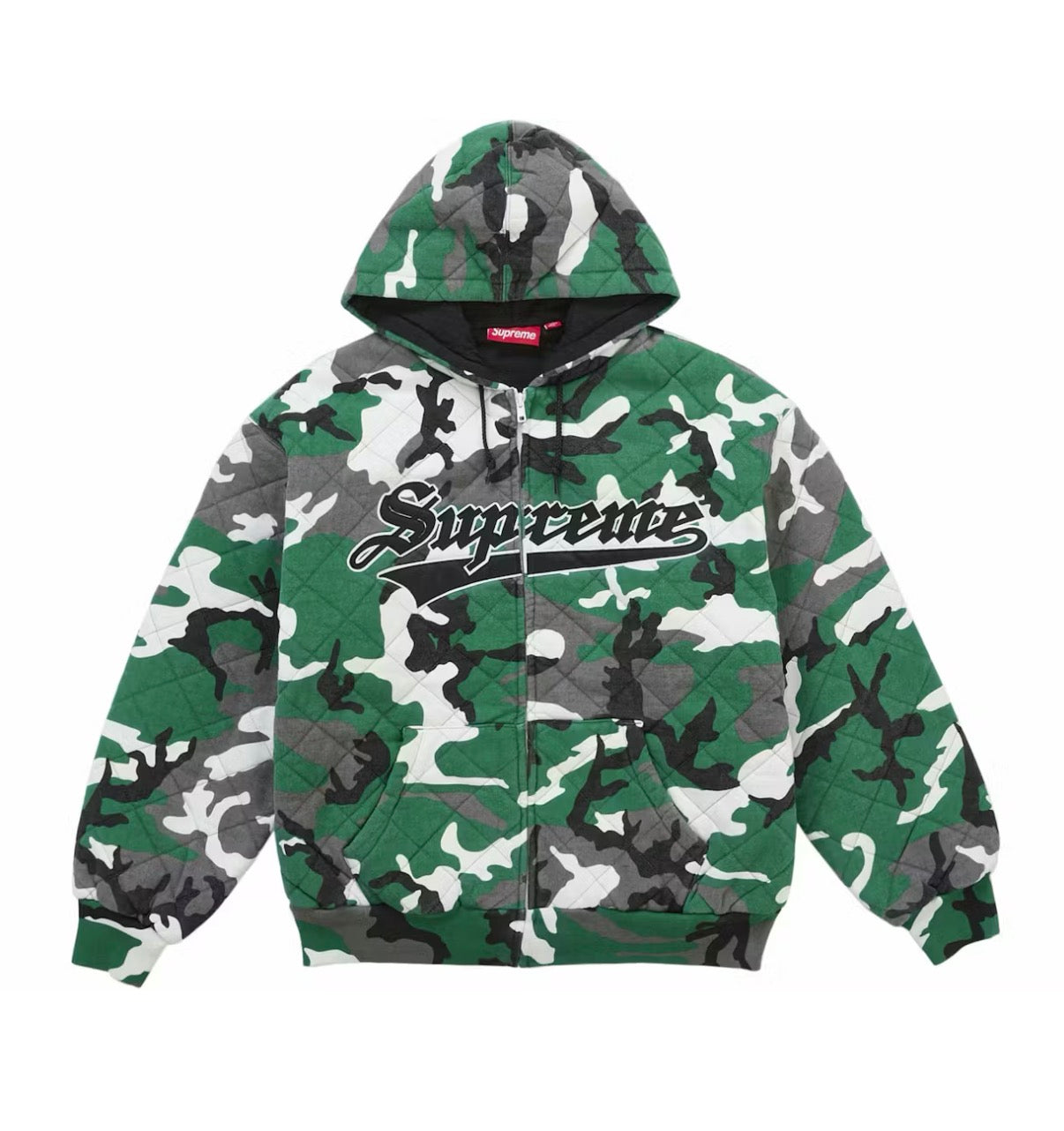 Supreme Quilted Zip Up Hoodie Hoodie Green Camo (2025)