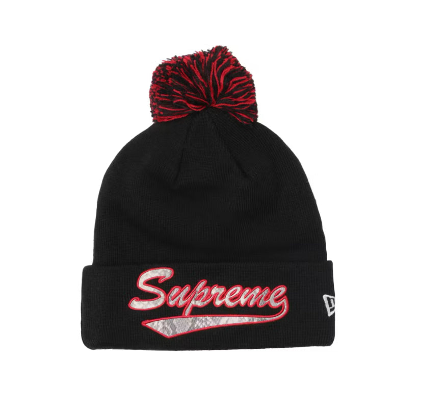 Supreme x New Era Snake Script Logo Beanie Black (2017)