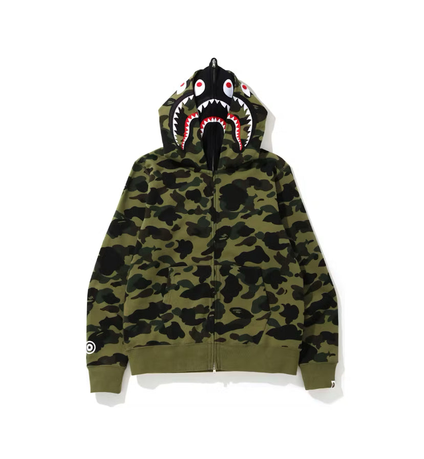 Bape Shark Full Zip Double Hoodie Green (2021)