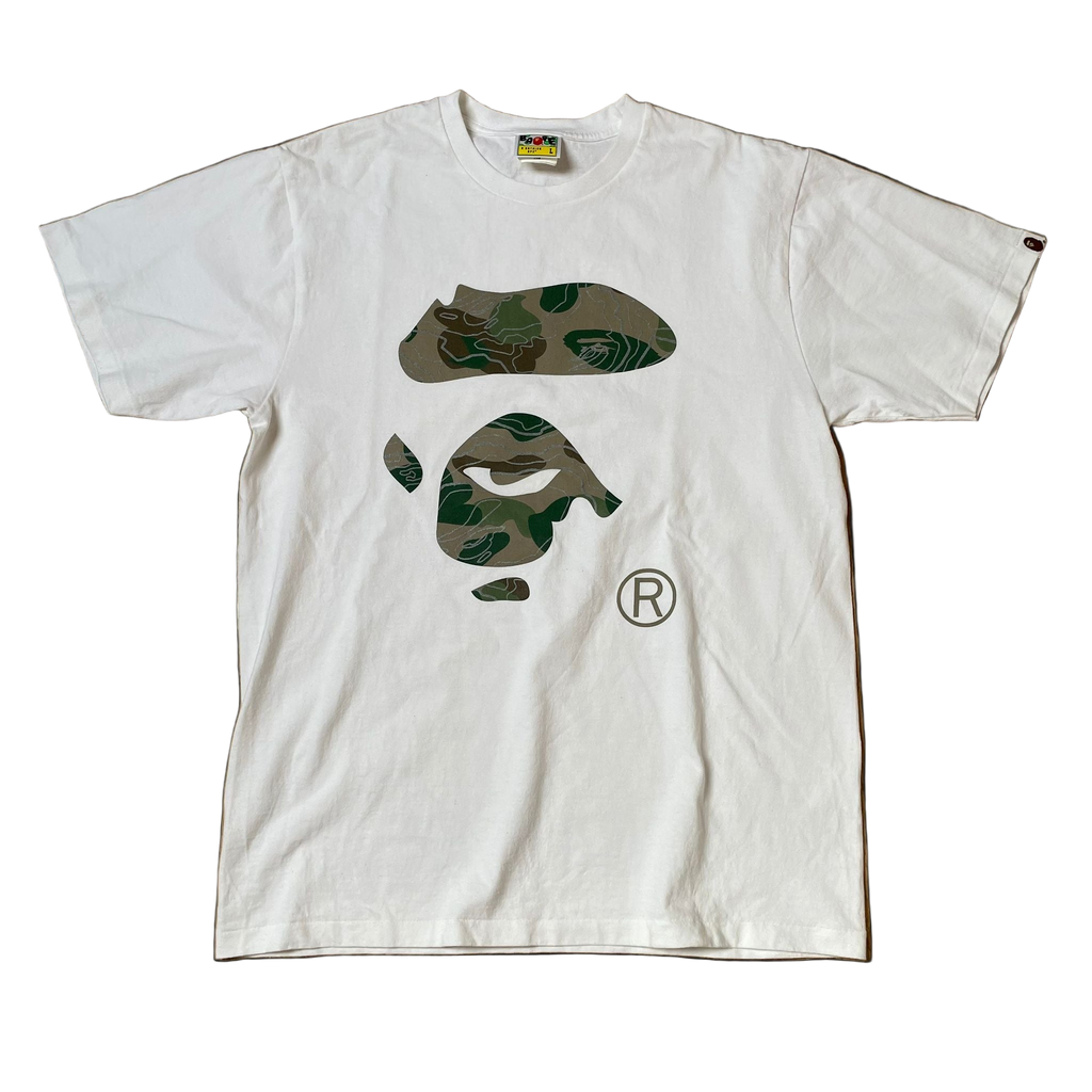Bape Layered Line Camo Ape Face Tee White (2024)