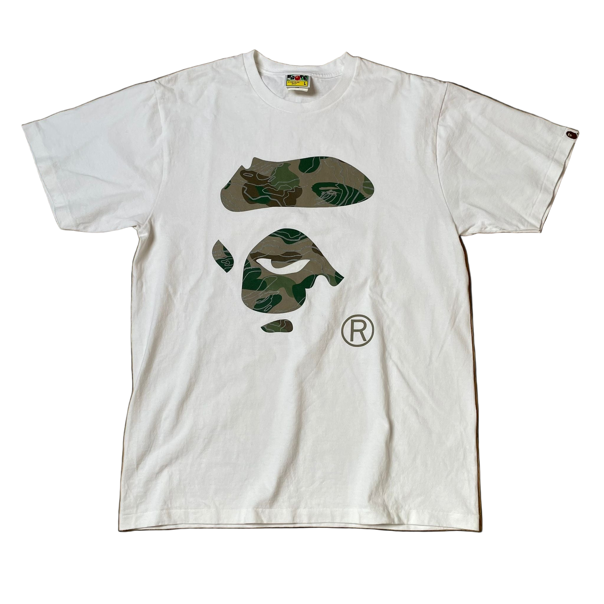 Bape Layered Line Camo Ape Face Tee White (2024)