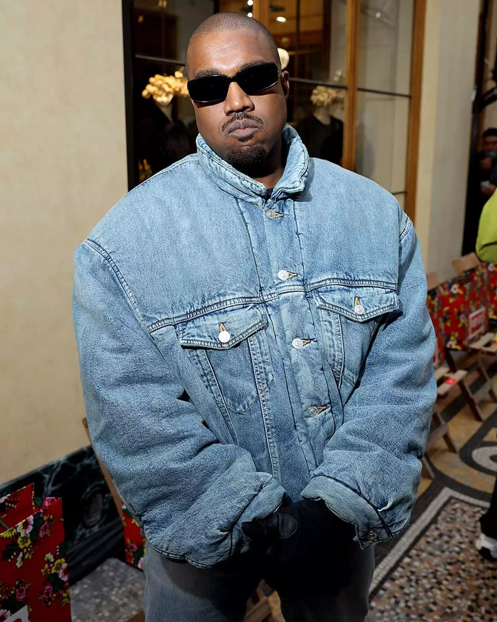 Balenciaga Padded Blue Washed Denim Jacket Kanye West (2022)